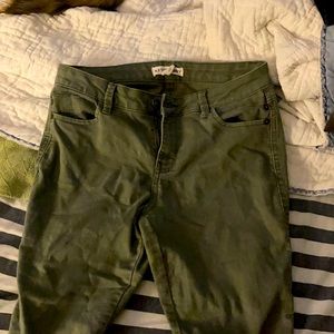Army green skinny jeans